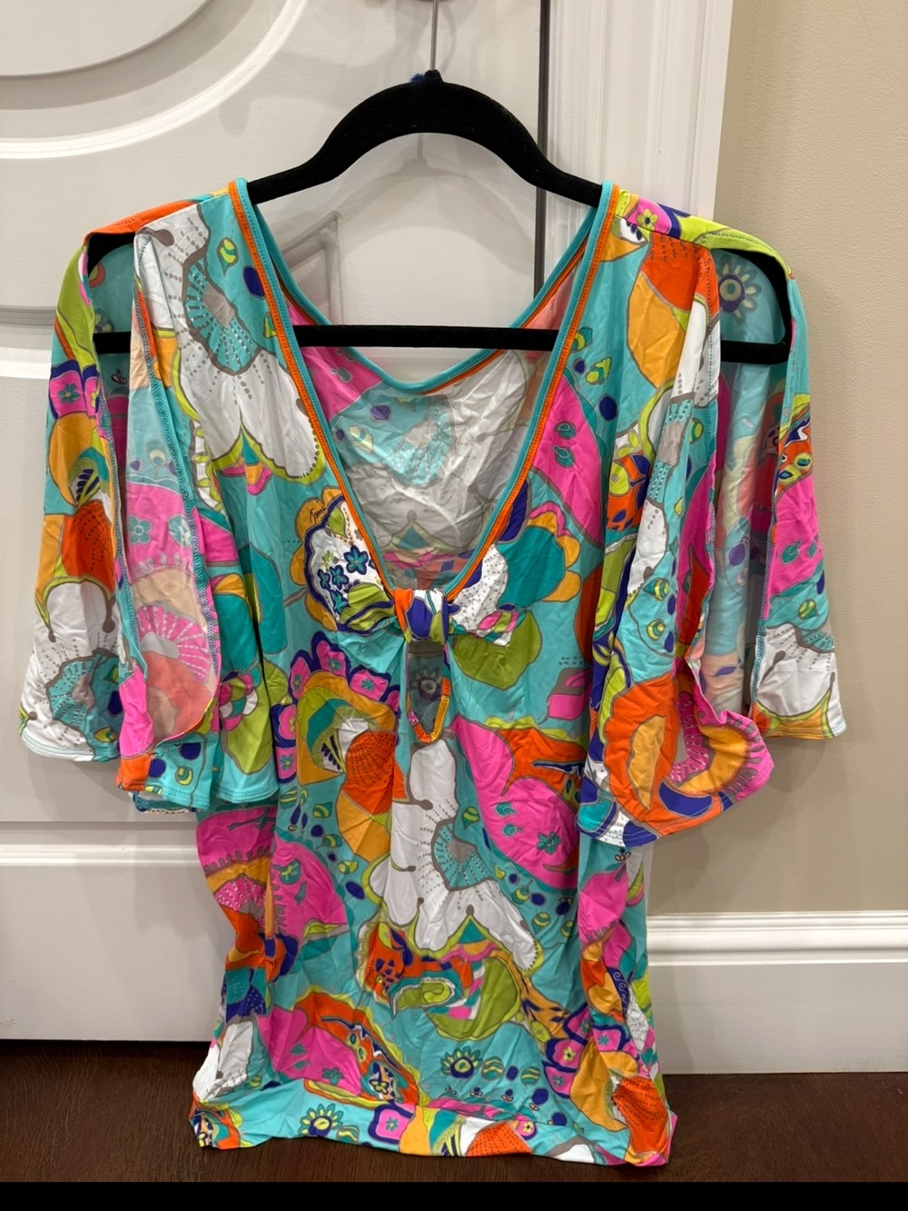 Trina Turk Bright Floral Tie-Front V-Neck Cover Up